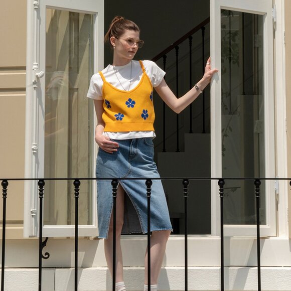 Siyazu Flower Patterns Sleeveless Street Style Plain Cotton tank top 2 c… - Picture 12 of 16